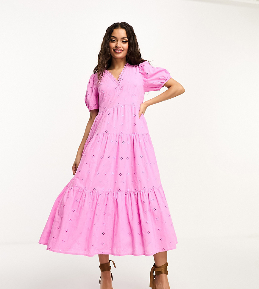 Y. A.S Petite broderie maxi dress in pink