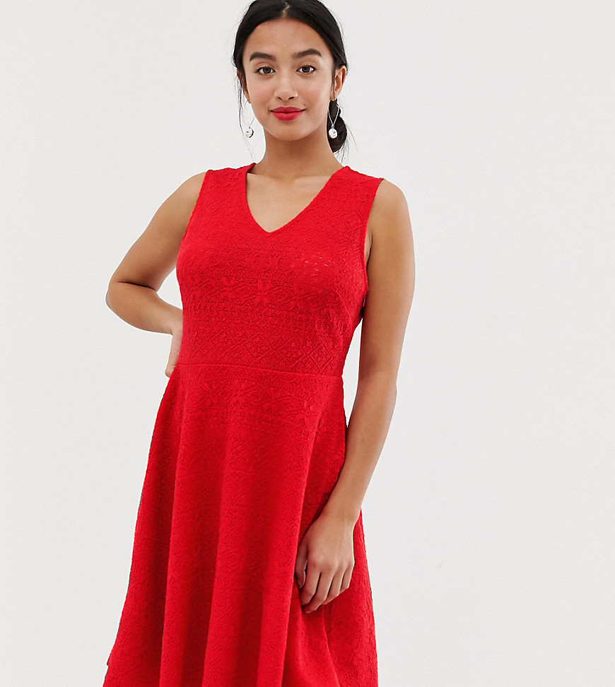 Y.A.S Petite Caia sleeveless skater dress-Red