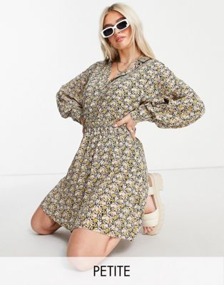 Y.A.S Petite shirt co-ord with shirred cuff in floral print - ASOS Price Checker