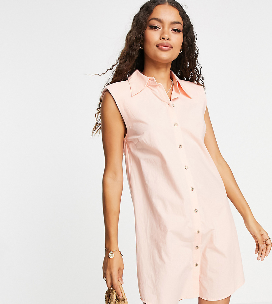 Y. A.S Petite cotton sleeveless mini shirt dress peach pink - PINK