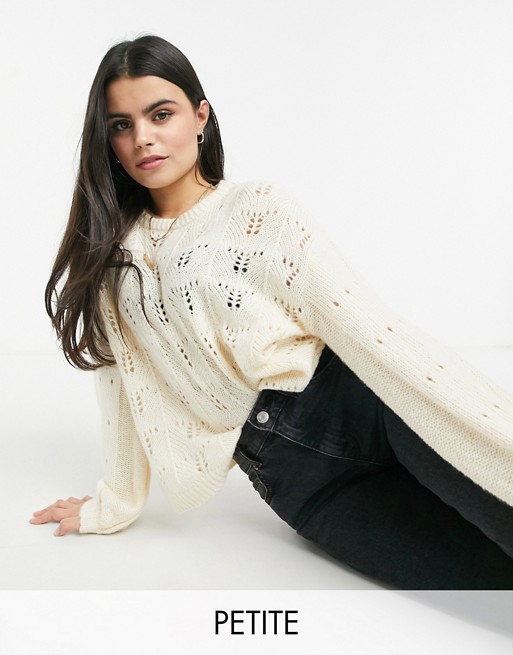 Y.A.S. Petite Dusana balloon sleeve textured knit jumper in cream