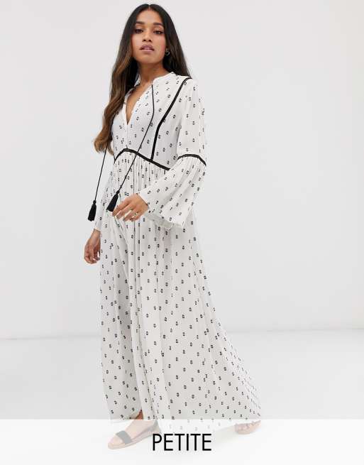 Y.A.S Petite festival monochrome emroidered tunic midi dress | ASOS
