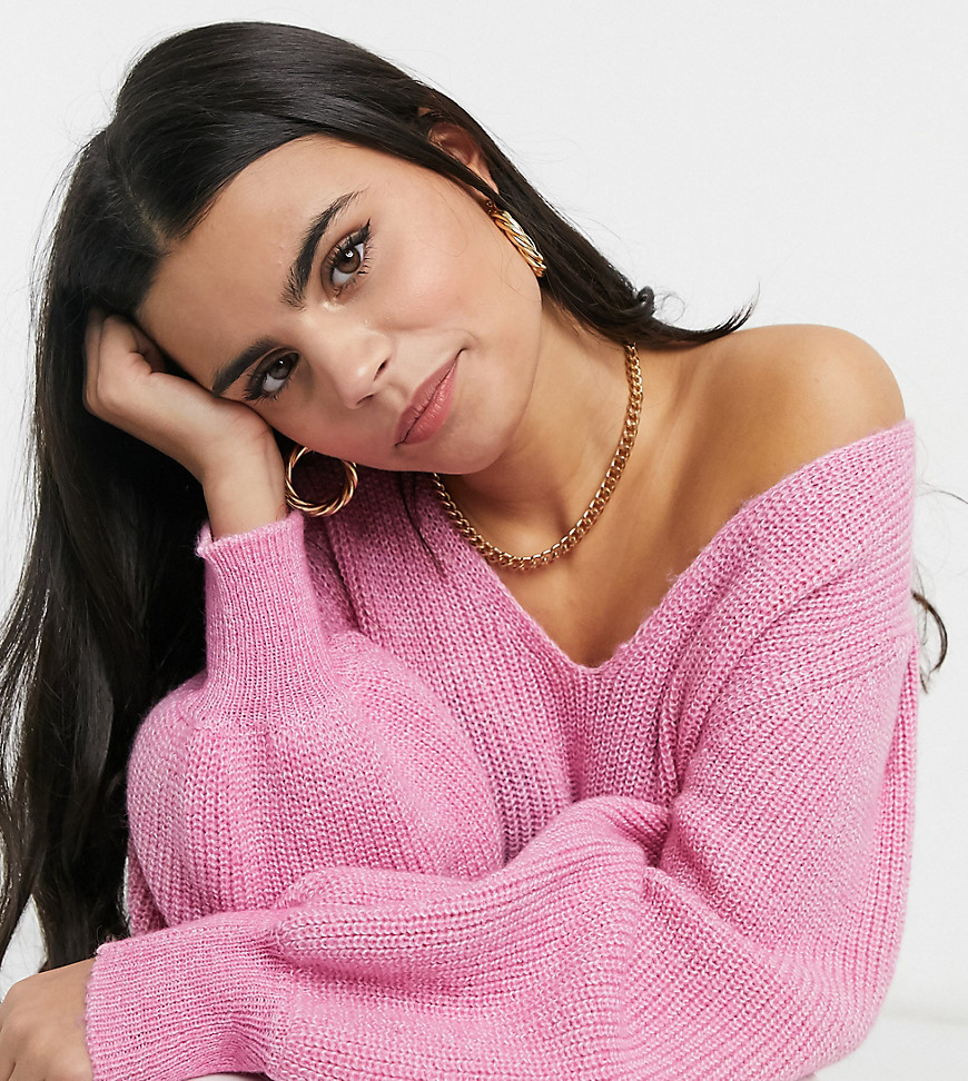 Y.A.S. Petite Juliana puff sleeve sweater in pink