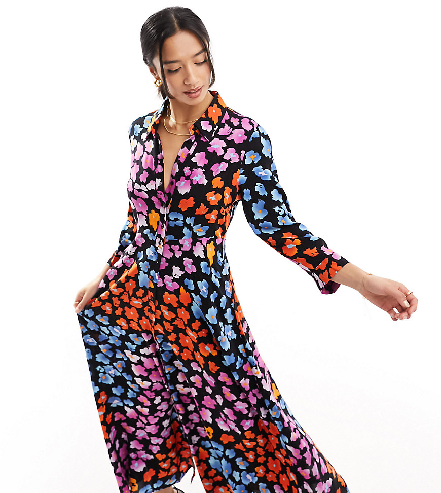 Y. A.S Petite maxi shirt dress in floral print-Multi