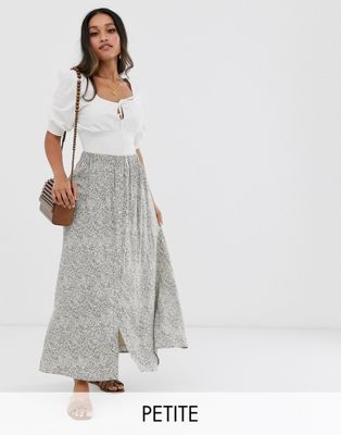 Y.A.S Petite maxi skirt in paisley print-Brown