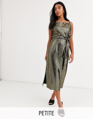 petite wrap dress with tie waist