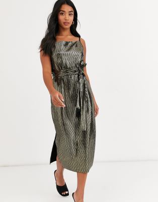 petite metallic dress
