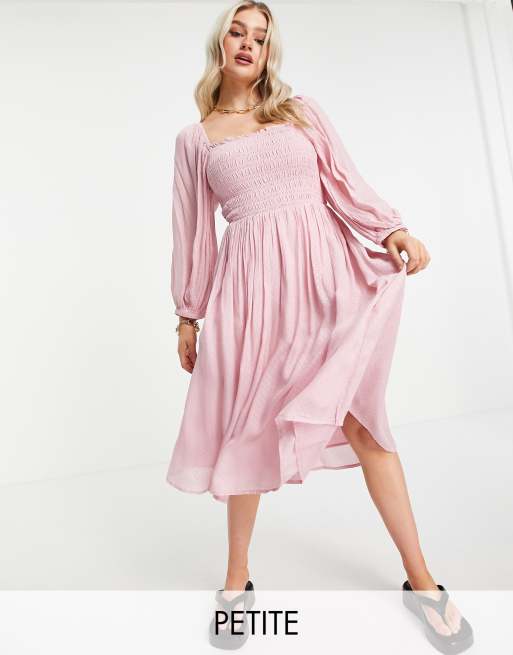 Y.A.S Petite midi dress in pink jacquard | ASOS