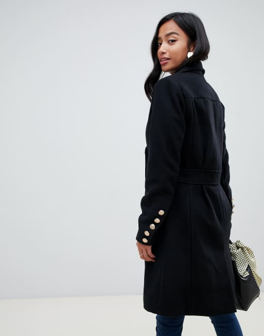 Petite black outlet military coat