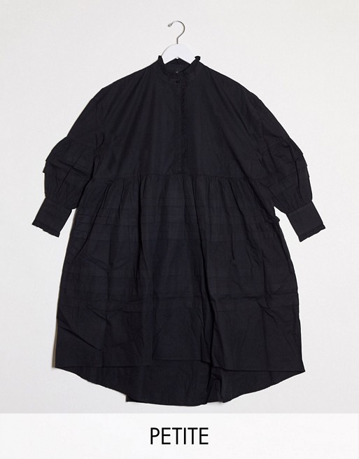 Y.A.S Petite oversized midi shirt dress in black
