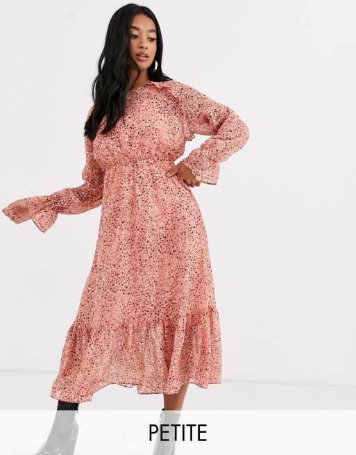 Y.A.S Petite Owa long sleeve ditsy floral midi shirt dress