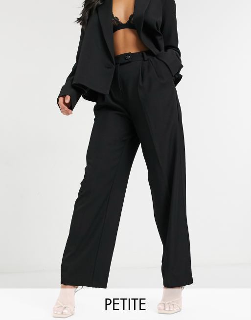 Y.A.S Petite - Pantalon met wijde pijpen en knopen op taille in zwart
