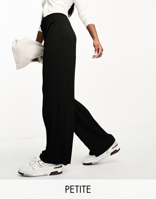 Y.A.S Petite plisse wide leg pants in black