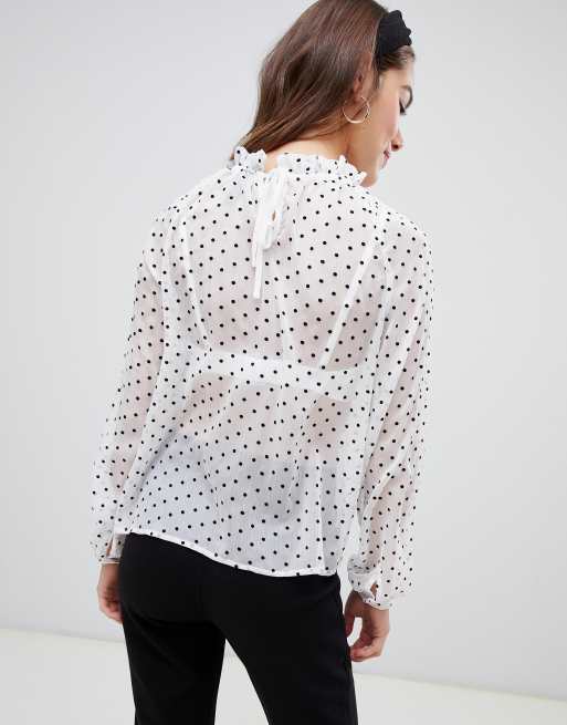 Petite polka dot store blouse