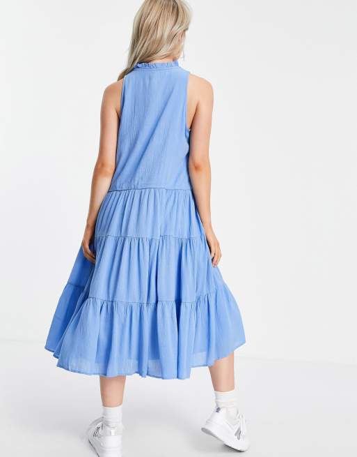 Y.A.S Petite - Robe mi-longue à volants nouée à l'encolure - Bleu, 2 de 4