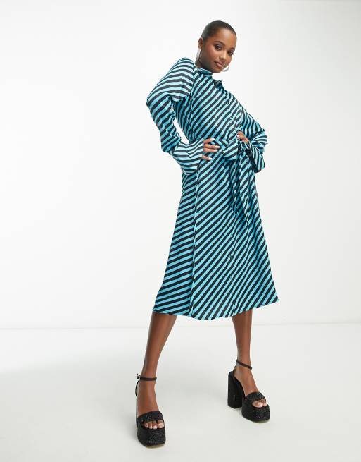 Satin maxi cheap shirt dress