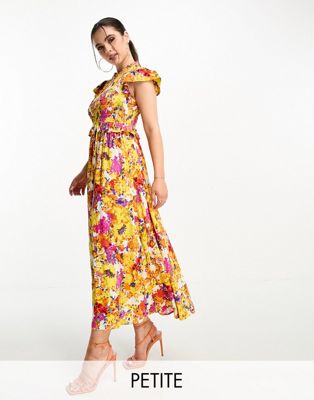 Y.A.S Petite shirred bodice maxi dress in florals