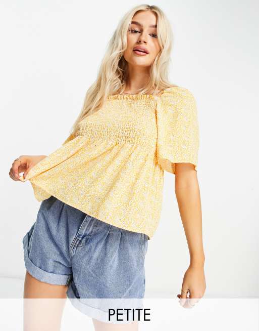 Y.A.S. Petite shirred body smock top in orange | ASOS