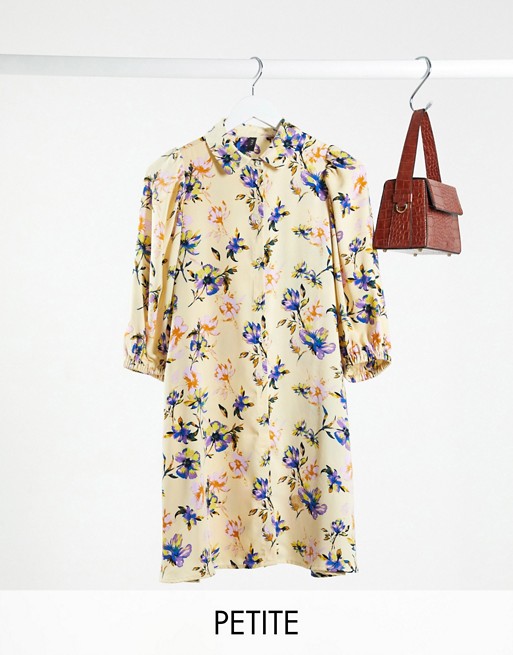 Y.A.S Petite shirt dress in yellow floral