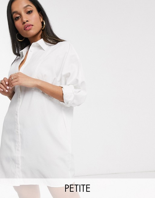 Y.A.S Petite shirt dress with volume sleeve in white
