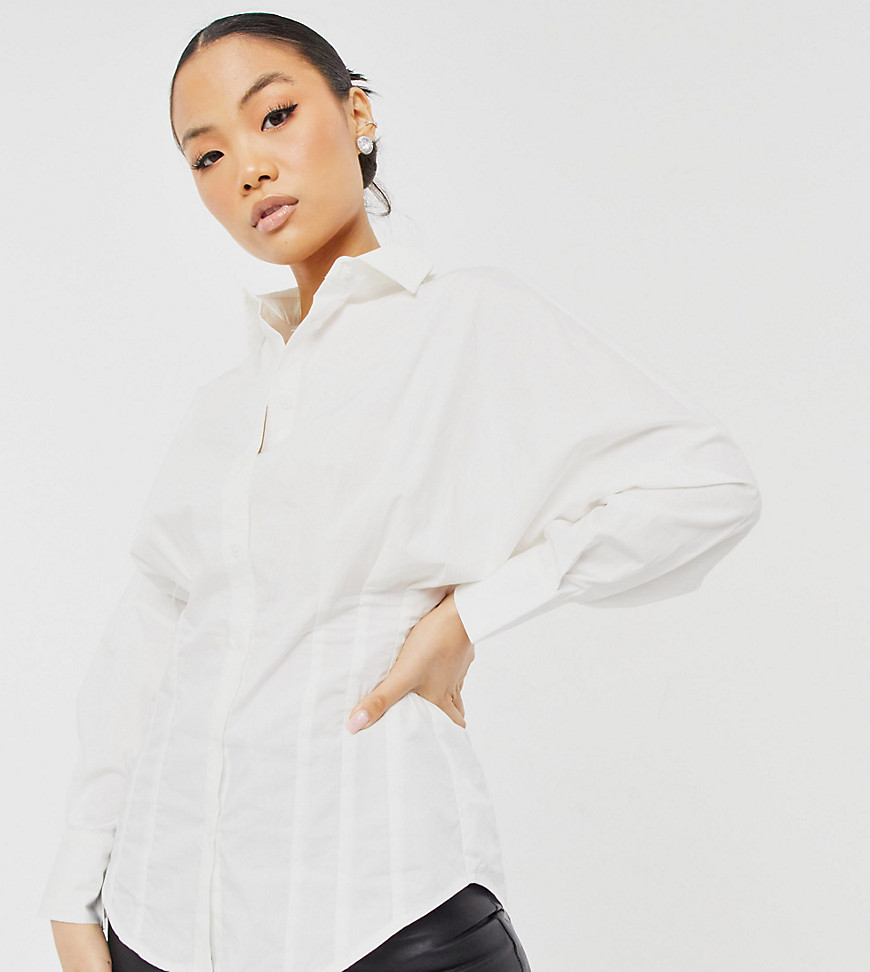 Y.A.S Petite shirt with pleated synched in waist in white