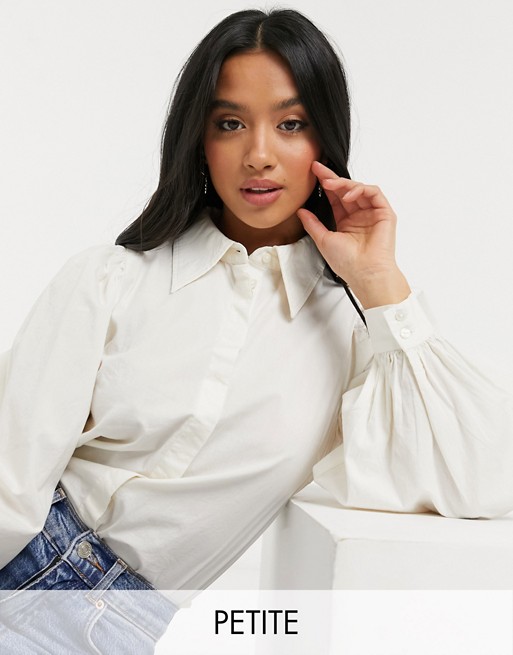 Y.A.S Petite shirt with volume sleeve in cream