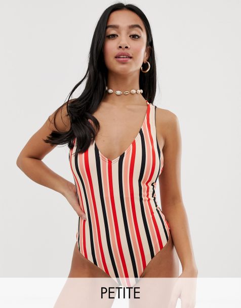 Y.A.S Petite stripe strappy swimsuit