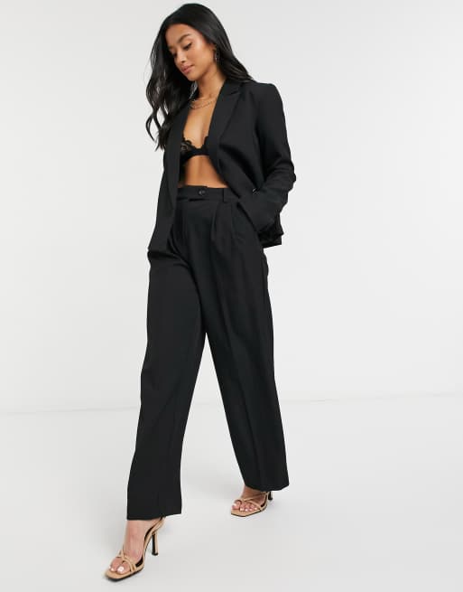 Black wide shop leg pants suit