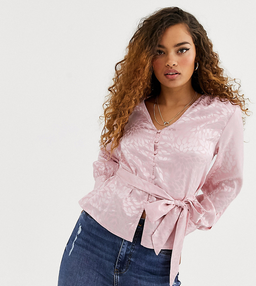 Y.A.S Petite - Sybls - Satijnen blouse met knoopsluiting-Roze