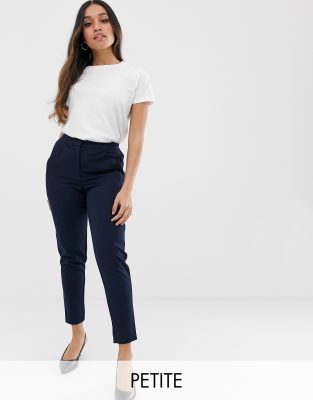 Y.A.S Petite tailored trouser with elasticated waist in navy