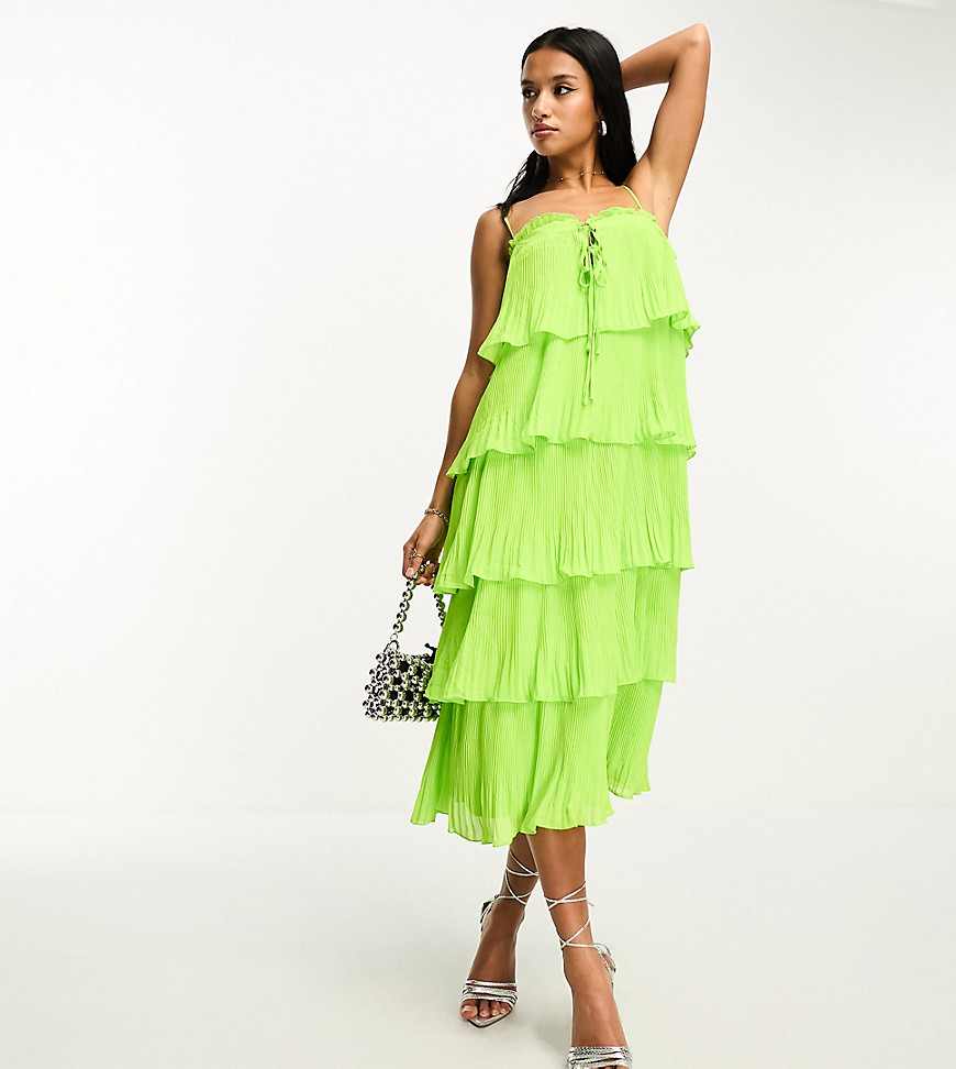 Y. A.S Petite tiered cami midi dress in green