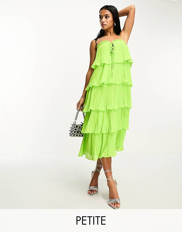 Y.A.S Petite - tiered cami midi dress in green