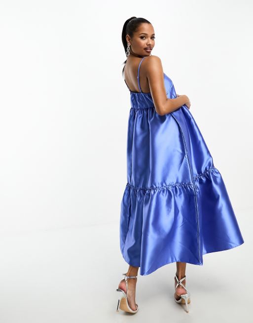 Petite Vestito midi da cerimonia blu strutturato ASOS - Main Image