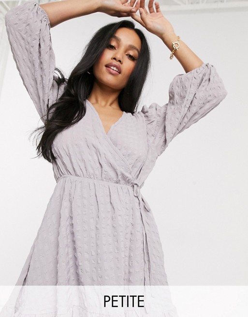 Y.A.S petite wrap dress in textured grey