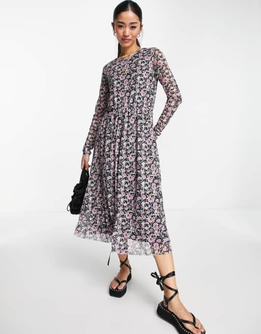 Y.A.S Philly printed mesh midi dress in purple