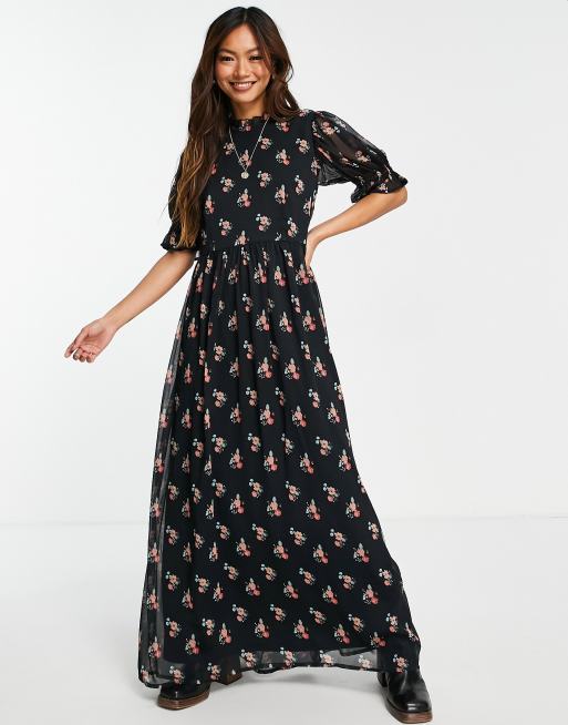 Y.A.S - Pima - Vestito lungo in rete con stampa, colore nero