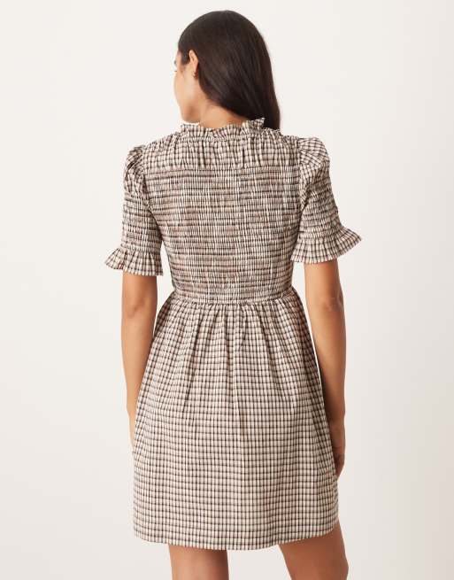 YAS plaid mini dress in cream, 4 of 4