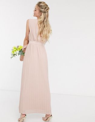 pink v neck maxi dress