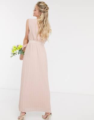 pink v neck maxi dress