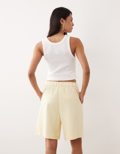 YAS pleated tailored shorts in pale yellow - part of a set, 2 of 5