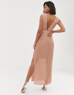pleated wrap maxi dress