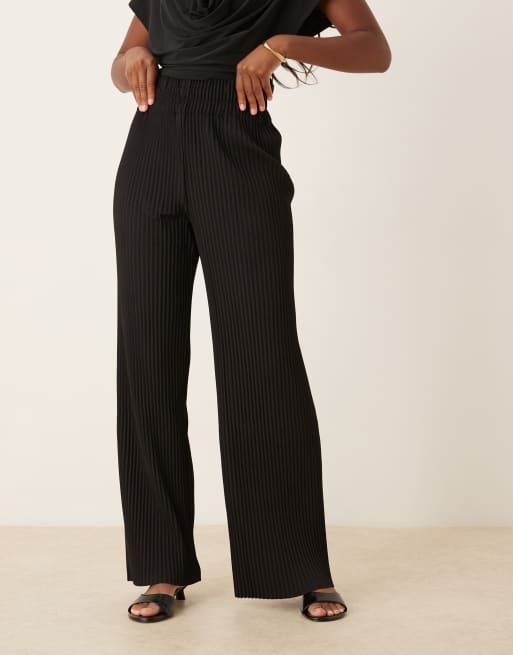 YAS - Plissé broek met wijde pijpen in zwart, 2 van 5