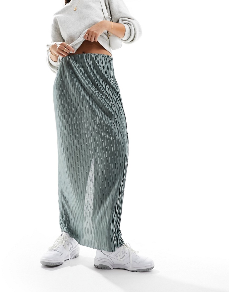 Y. A.S plisse column maxi skirt in grey