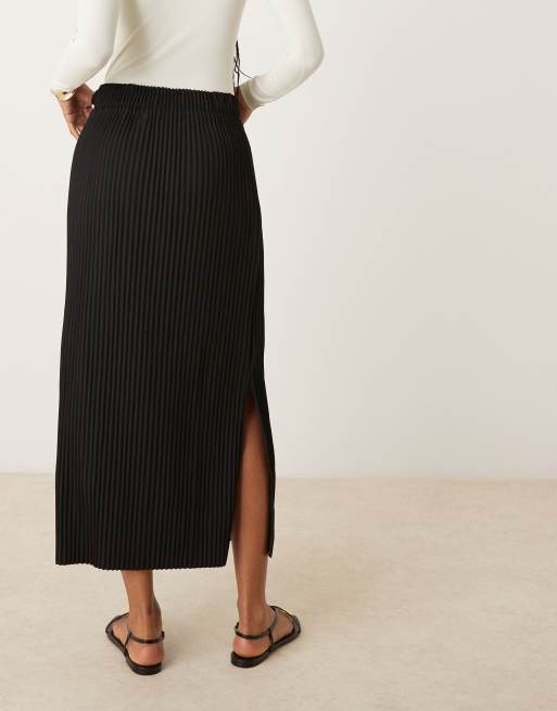 YAS plisse midi skirt in black, 3 of 5