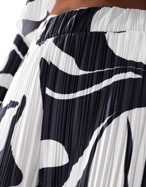 YAS plisse wide leg pant in mono print - part of a set