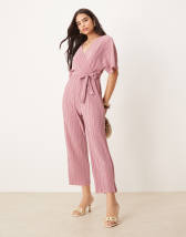 ASOS DESIGN Curve – Zweilagiger Jumpsuit in Schokobraun mit geraffter Brustpartie