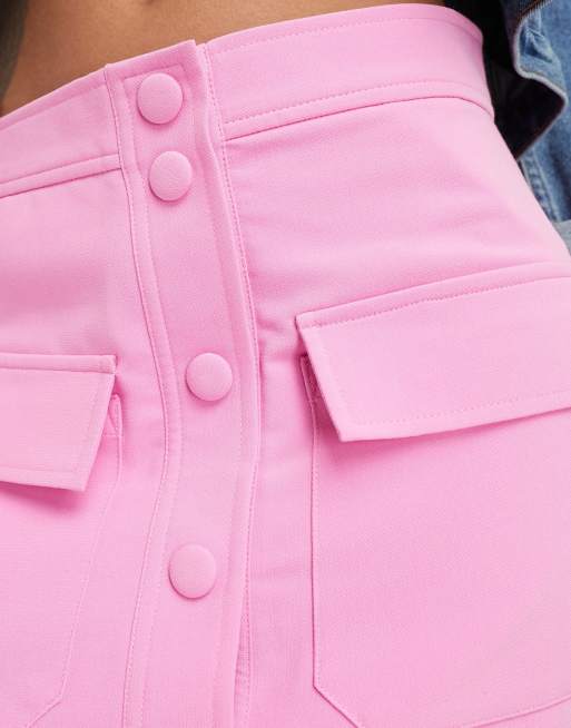 Pink mini skirt with pockets 2025
