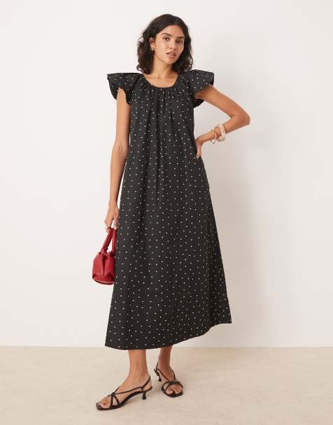 YAS polka dot midi dress in black - view 1