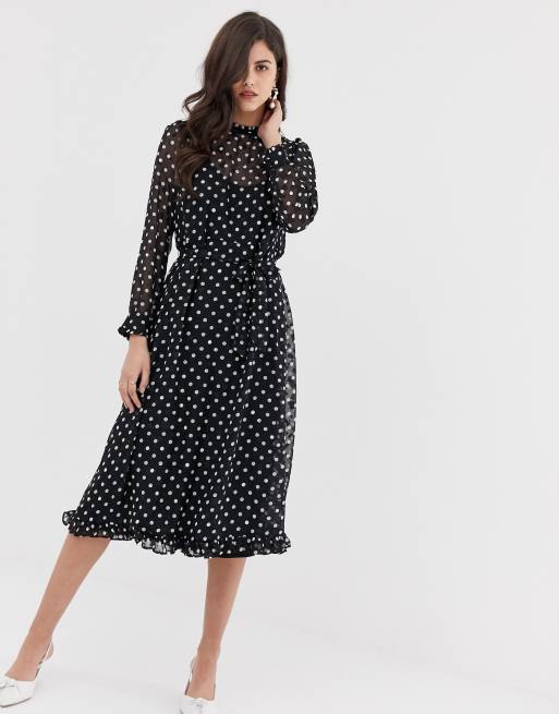 Black sheer clearance polka dot dress