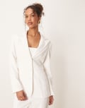 [YAS] YAS premium cinched waist detail blazer in gardenia white (part of a set) 6 Gardenia